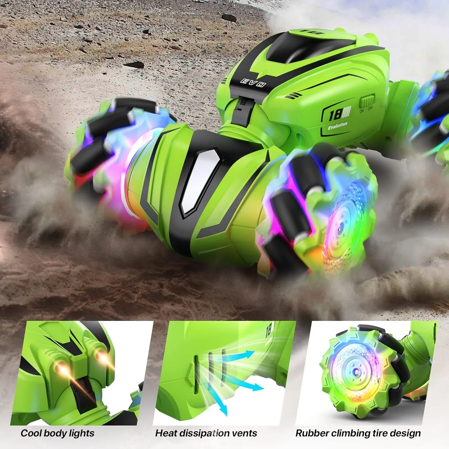 Terrain Off-Road car$4WD Gesture Sensing Rc Cars for Teen Boys for Kids for Boys Girls Age 6-12 RC Stunt Cars Remote Control Car Double-Sided chafe deficiency chance dimensional Driving 360�� Flips Rotating Car Toy All 