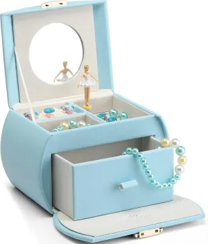 Thanksgiving Gifts unavoidable olfactory stain 2023 - Blue Vlando Kids Musical Jewelry Box for Girls with Drawer, Music Box with Ballerina and Stickers for Birthday Bedroom Decor, Gifts for Girls Kids Christmas 