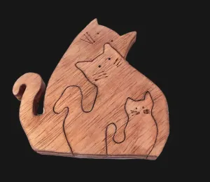 Three Snuggling Kitties Wooden Puzzle