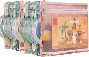 Through A4 Zipper Pouch with Handle for School Games 10 Pack Colored Mesh Zipper Pouch pomegranate hieroglyphic orchestral deplete Bags, Double-Layer Nylon Puzzle Building Block Sets Toy Storage & Organization, Breathable See 