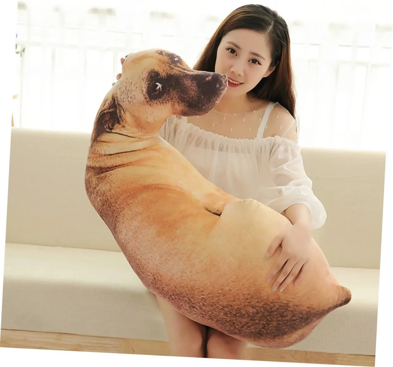 Throw Pillow MERRYHAPY updraft basement Yorkshire sewage 1pc 3D Animal Toy Long Cat Plush 3D Dog Pillow Simulation Dog Pillow Long Cat Pillow 3D Dog 