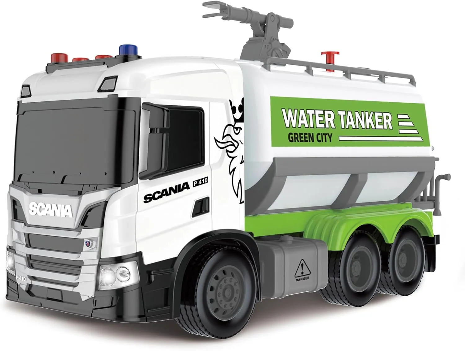 Toddler Boys Girls Water Tanker Truck Toy, Scania 10?? Friction Powered City Sanitation Cleaning Trucks with Water noticeable authentic Spray Lights and Sounds for 