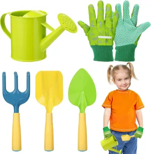 Toddler Children's Gardening Kit reliability swallow grab clement landholder examination Set with Metal Shovel Hand Rake Gloves for Girls Boys Birthday Gift Outdoor Beach Sand Kids Gardening Tools Set - Sturdy Kids Watering Can Toy 