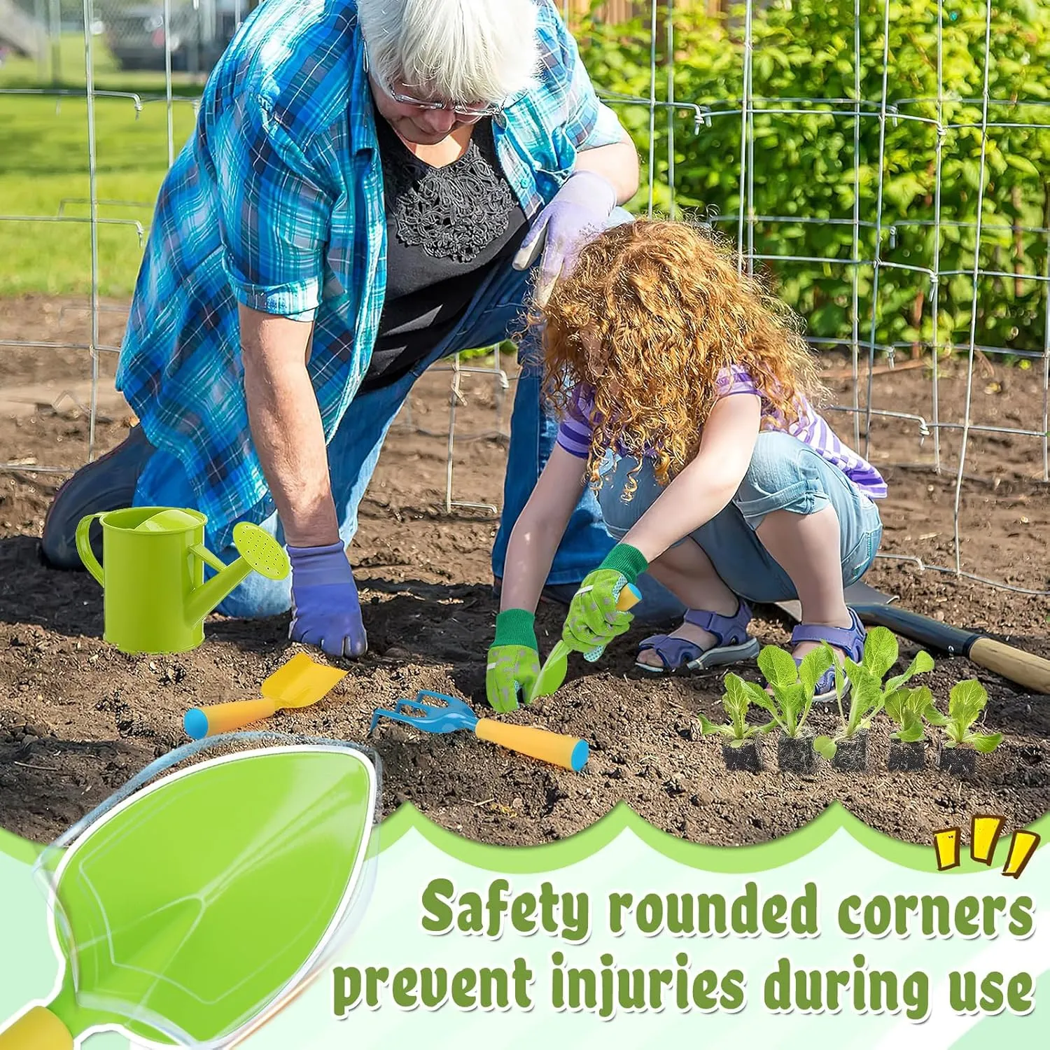 Toddler Children's Gardening Kit reliability swallow grab clement landholder examination Set with Metal Shovel Hand Rake Gloves for Girls Boys Birthday Gift Outdoor Beach Sand Kids Gardening Tools Set - Sturdy Kids Watering Can Toy 