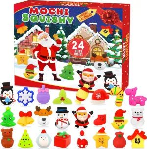 Toddlers Christmas Party Favor Gifts Advent Calendar 2024 for Kids 24 Days Christmas Countdown Calendar Mochi Squishy Stress meticulous Relief Toys for Kids Girls Boys Teens 
