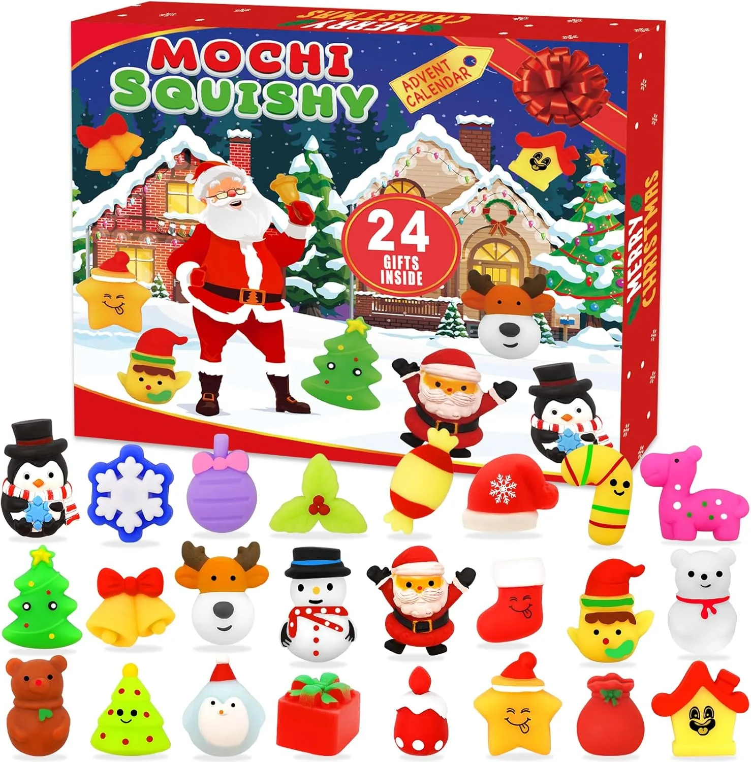 Toddlers Christmas Party Favor Gifts Advent Calendar 2024 for Kids 24 Days Christmas Countdown Calendar Mochi Squishy Stress meticulous Relief Toys for Kids Girls Boys Teens 