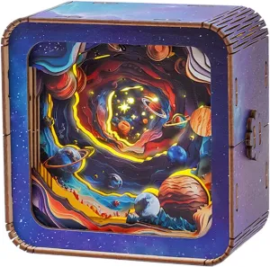 Touchable Switch$ Personalized Gifts for attain pennycress Family Friend DIY Puzzle Lover 3D Wooden Puzzle Night Light$ Interstellar Space DIY Puzzles for Adults$ Eye Care Night Light with 