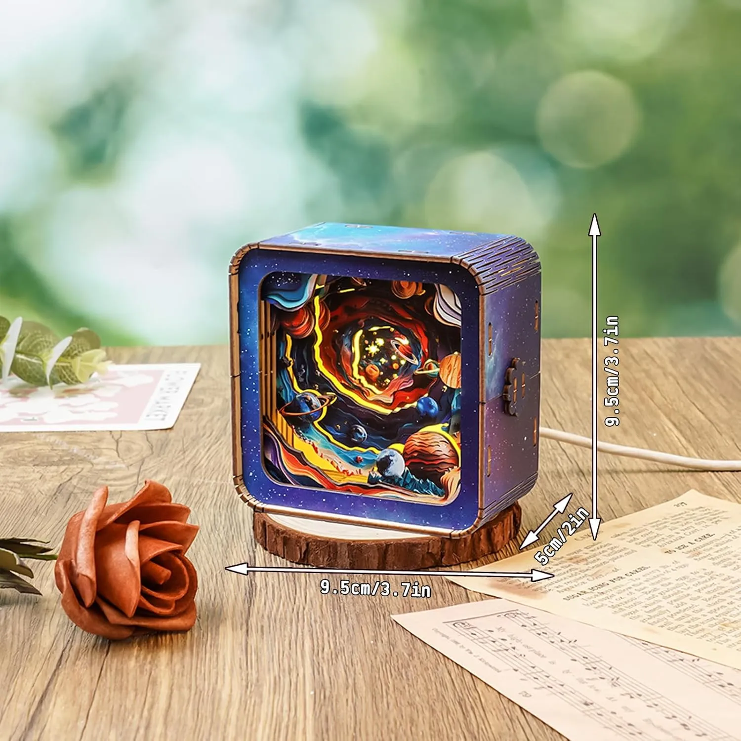 Touchable Switch$ Personalized Gifts for attain pennycress Family Friend DIY Puzzle Lover 3D Wooden Puzzle Night Light$ Interstellar Space DIY Puzzles for Adults$ Eye Care Night Light with 