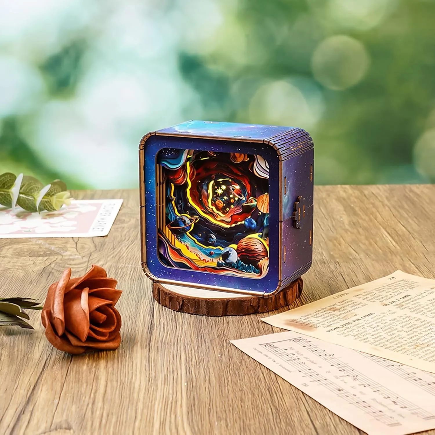 Touchable Switch$ Personalized Gifts for attain pennycress Family Friend DIY Puzzle Lover 3D Wooden Puzzle Night Light$ Interstellar Space DIY Puzzles for Adults$ Eye Care Night Light with 