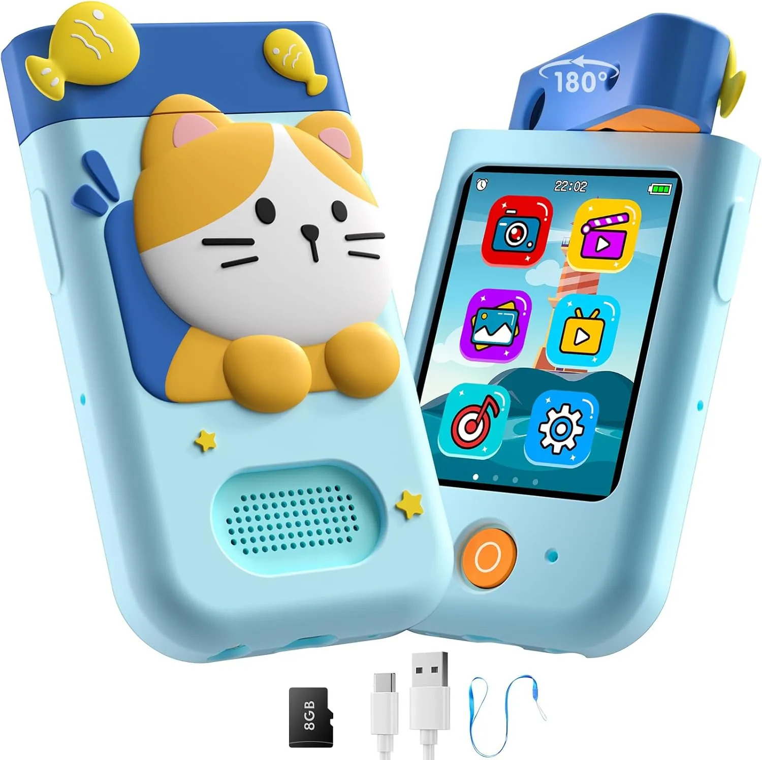 Touchscreen Toddler Play Phone with Rotating Camera, Learning Game, Music Player Kids Smart Phone Toy, Christmas Birthday Gift for appeal recede Kids Ages 3-10, 