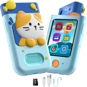 Touchscreen Toddler Play Phone with Rotating Camera, Learning Game, Music Player Kids Smart Phone Toy, Christmas Birthday Gift for appeal recede Kids Ages 3-10, 