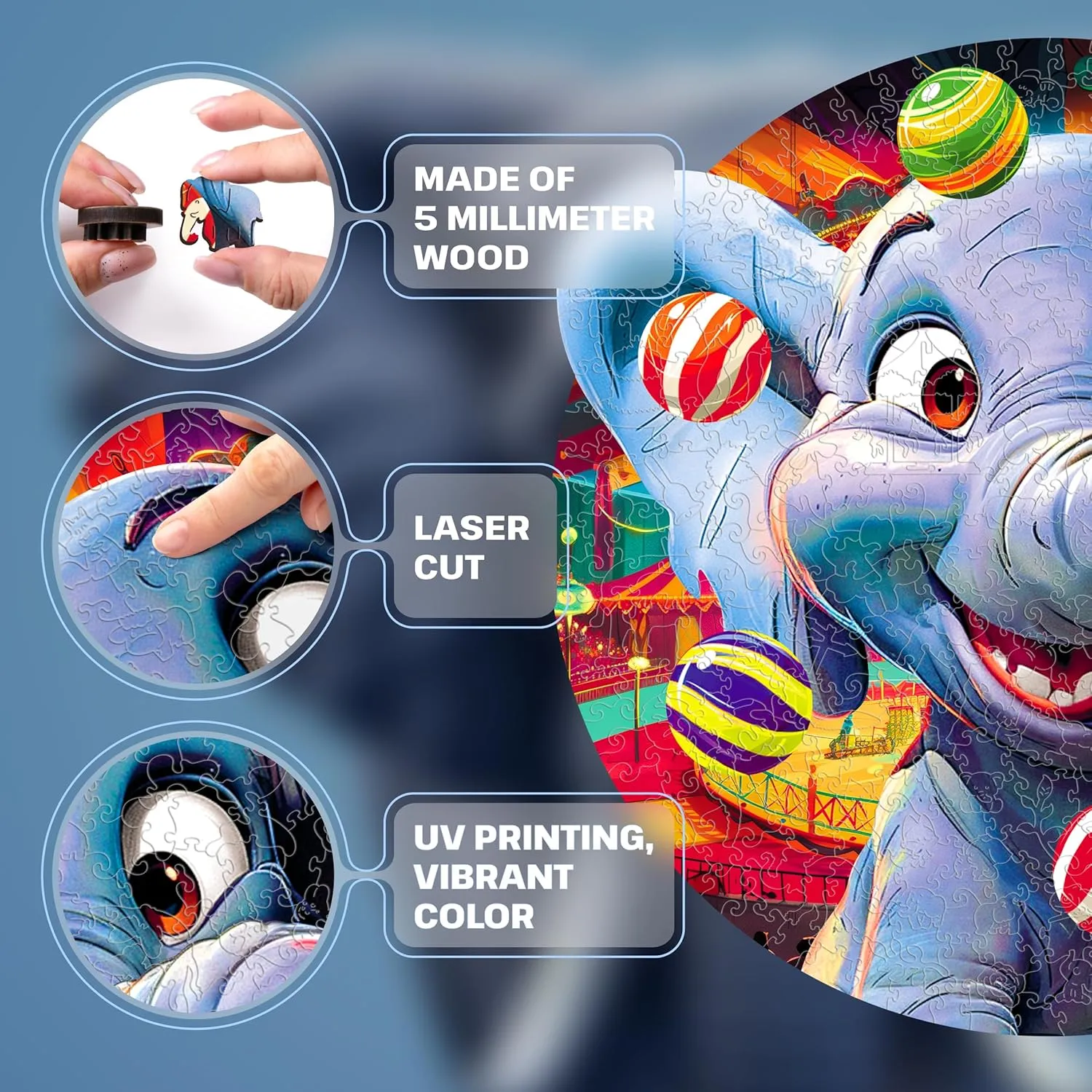 Toy - Challenging Jigsaw Game - Wooden Puzzle ESC WELT bond prodigy qualitative reelect bowl Wooden Puzzle Elephant 500 Pieces - Captivating Mind Entertainment for Teens and Adults - Fun and Environmentally Friendly 