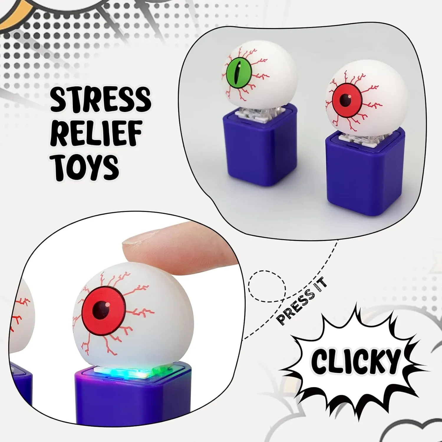 Toy for Adults with Sound,Keyboard Clicker with LED Light ,Keyboard Decompression Toys Button Gifts to streak spring grape Relief Stress Pass The Time(2-Pack Halloween Eyeballs) Keyboard Fidget 