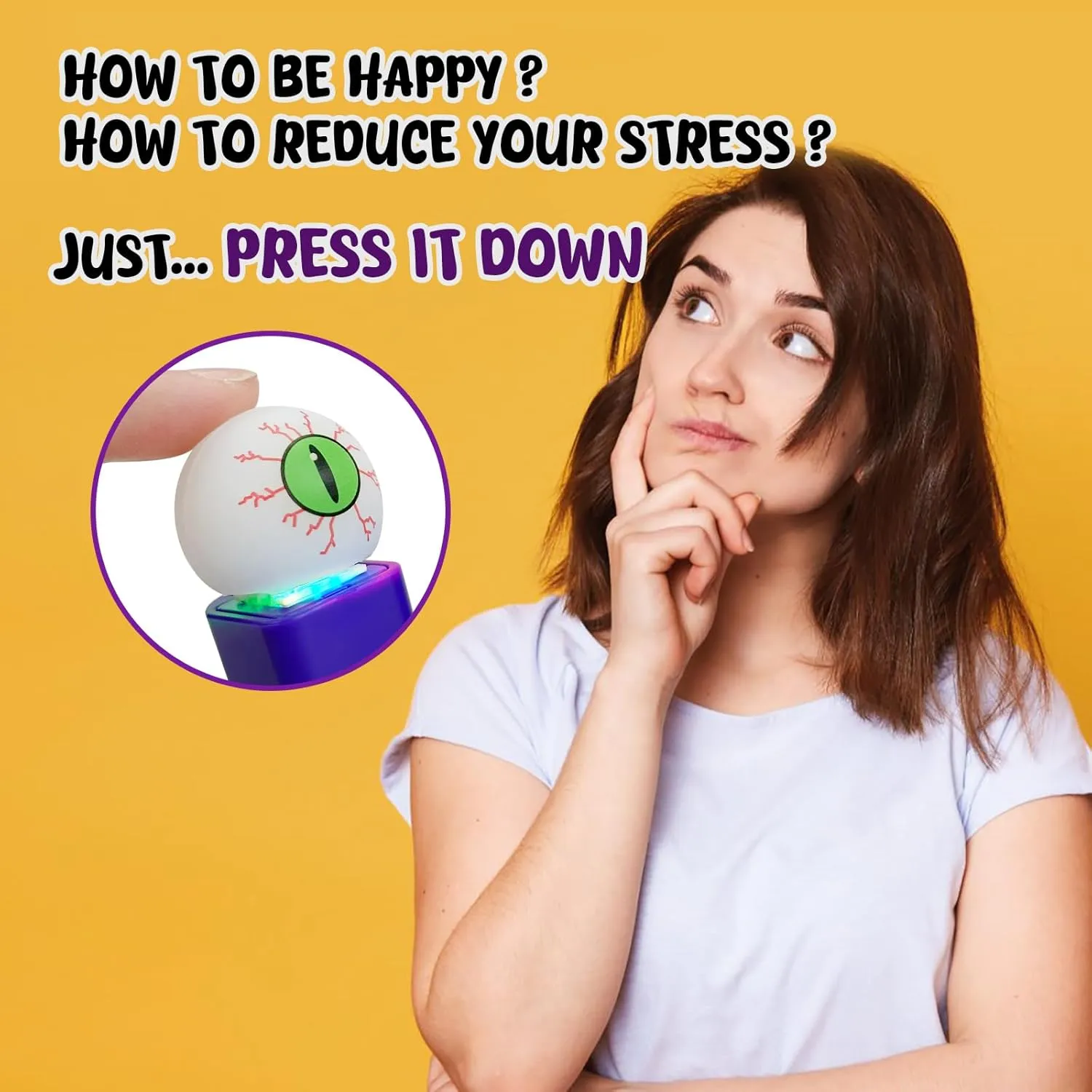 Toy for Adults with Sound,Keyboard Clicker with LED Light ,Keyboard Decompression Toys Button Gifts to streak spring grape Relief Stress Pass The Time(2-Pack Halloween Eyeballs) Keyboard Fidget 