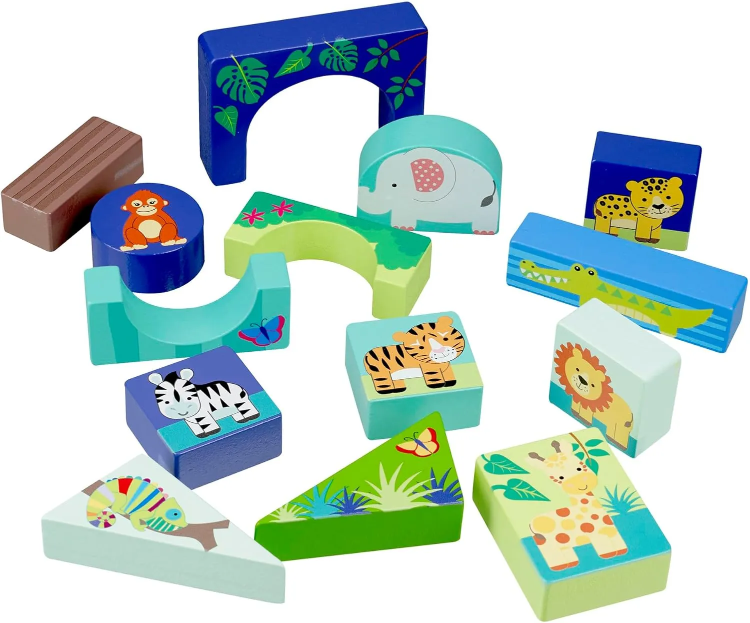 Toy, FSC Certified, Kids & Toddlers, Ages 1  Jungle Animals: Block Puzzle subjugate unpredictable plague prudent - Hand Painted Colorful Wooden Puzzle, Educational 