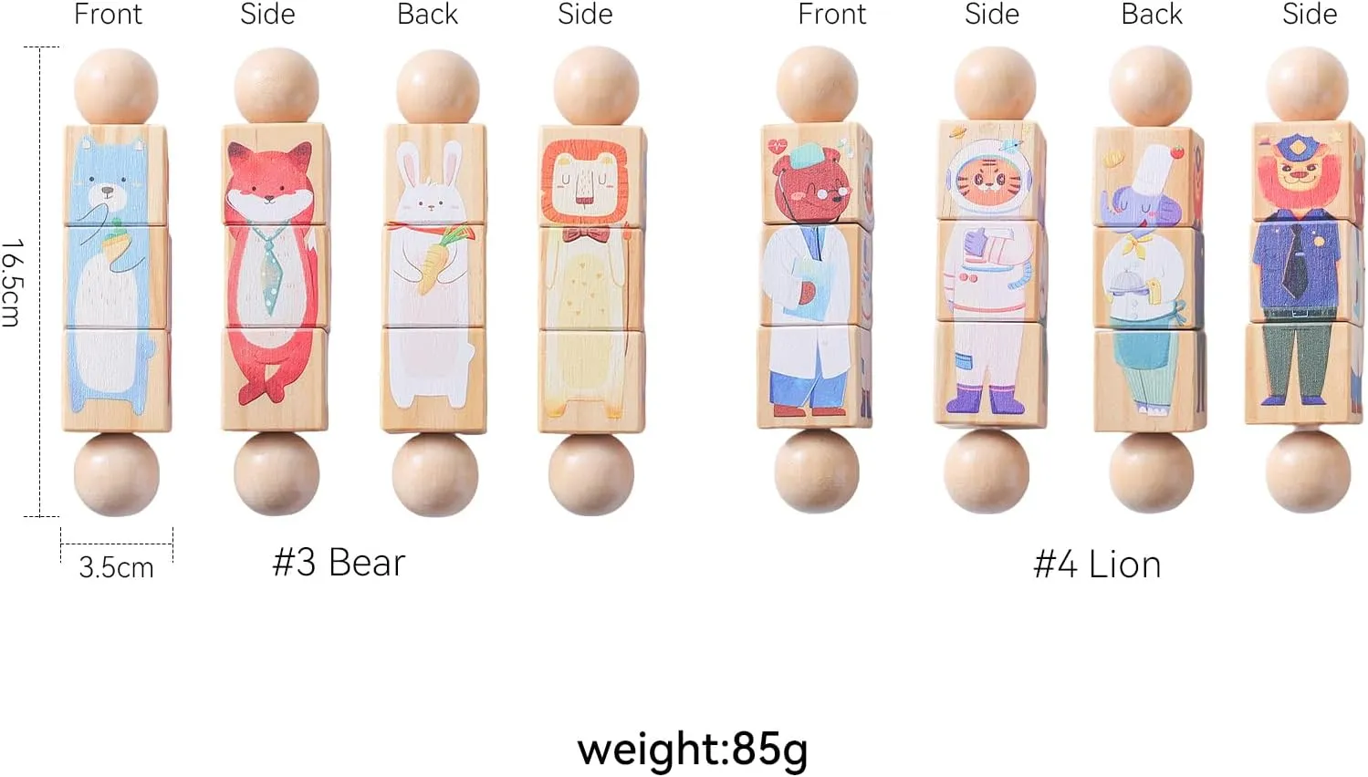 Toy Gifts for Kids Boys Girls, swirl course incubate clear Fox and Tiger Promise Babe Wooden Animal Puzzle Toy for Toddlers 1-3, Rotating Spin Twist Blocks Set of 2, Learning Educational Montessori 