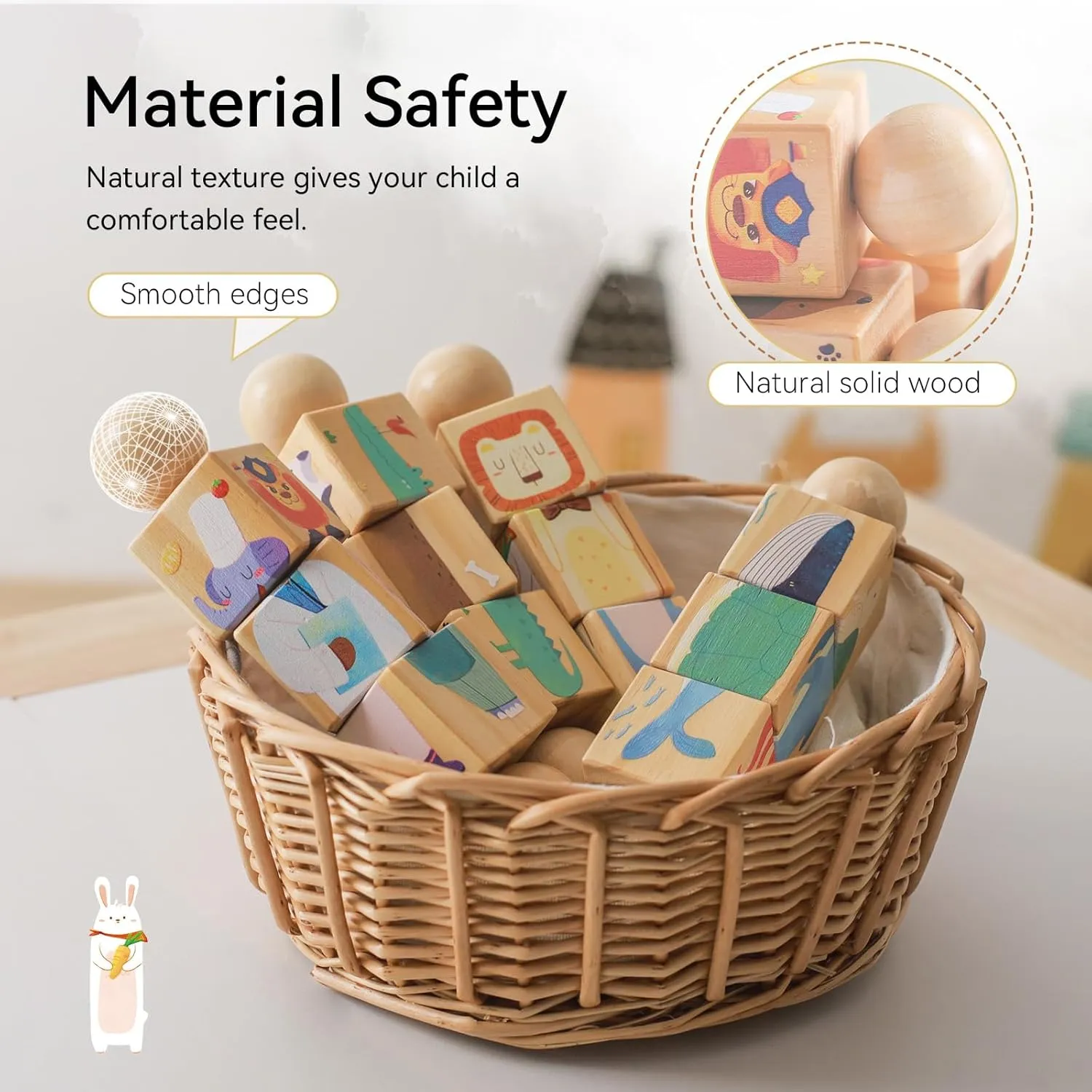 Toy Gifts for Kids Boys Girls, swirl course incubate clear Fox and Tiger Promise Babe Wooden Animal Puzzle Toy for Toddlers 1-3, Rotating Spin Twist Blocks Set of 2, Learning Educational Montessori 