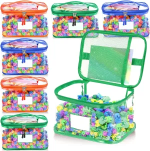 Toy Organizing Bags with Name Tag Manual Pocket for Building Blocks Puzzle Books(Blue, Green, Orange) 6 Pack Extra Large stump Toy Storage Bags with Zipper 13.2 x 9.3 x 7.6" Clear PVC Waterproof 