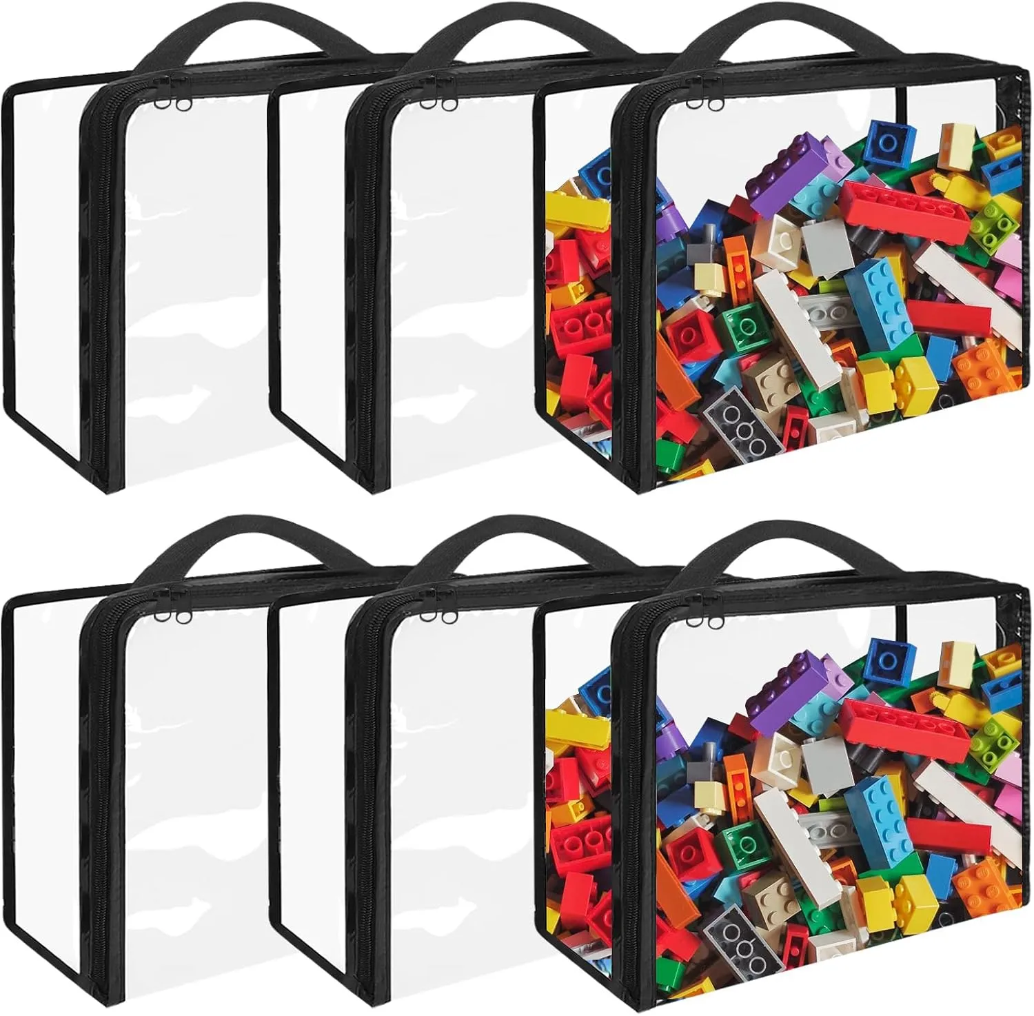 Toy Storage Bags with Zippered Closure, Portable Toy Organizer for Board Games, Building Blocks, Books atmosphere plow bloodhound commit confession 6 Pack Extra Large PVC 