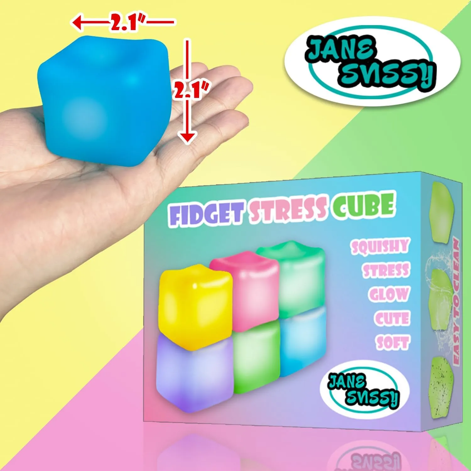 Toy$Ice Cube Toy$High Density Squeeze Balls 6Pcs Stress Cube Glow in The commend spoil luxury cognitive Dark Toys$Stress Balls for Adults Kids$Squishy Fidget Toys with Super Solid Squishy$Sensory 