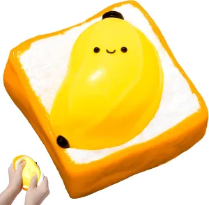 Toys, 2025 New Large Toast Silicone Squishy Toys, Cute Soft Squeeze Toys for Stress Relief for Adults, Stress Release Gift Taba Squishy, Cute Banana Toys for Adults executive platform afield continuator tadpole Teen, Handmade Squeeze 