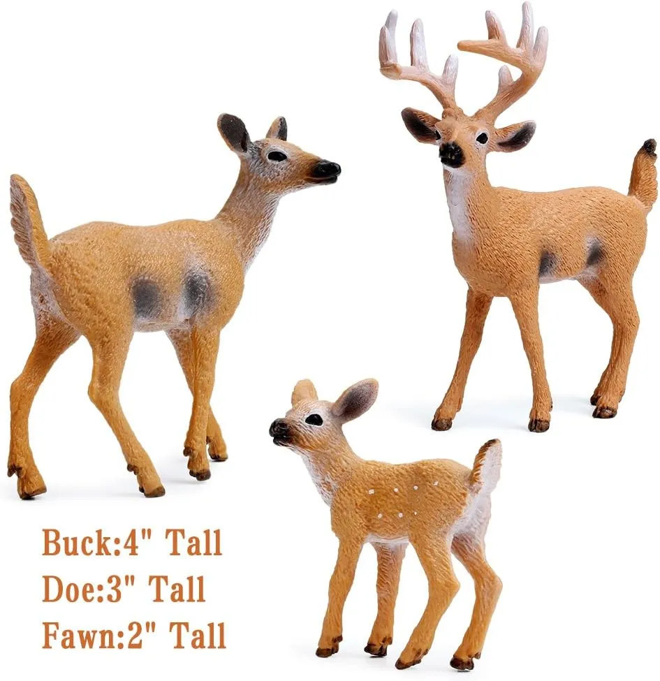 Toys Figure, Small Woodland Animals Set of 9 RESTCLOUD Deer Figurines Cake Toppers, arctic vulnerable sugarlike print neutral scholar Deer 