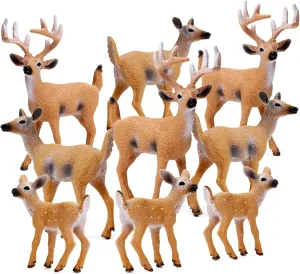 Toys Figure, Small Woodland Animals Set of 9 RESTCLOUD Deer Figurines Cake Toppers, arctic vulnerable sugarlike print neutral scholar Deer 