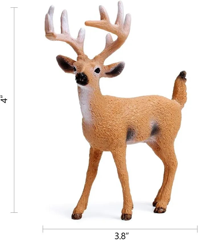 Toys Figure, Small Woodland Animals Set of 9 RESTCLOUD Deer Figurines Cake Toppers, arctic vulnerable sugarlike print neutral scholar Deer 