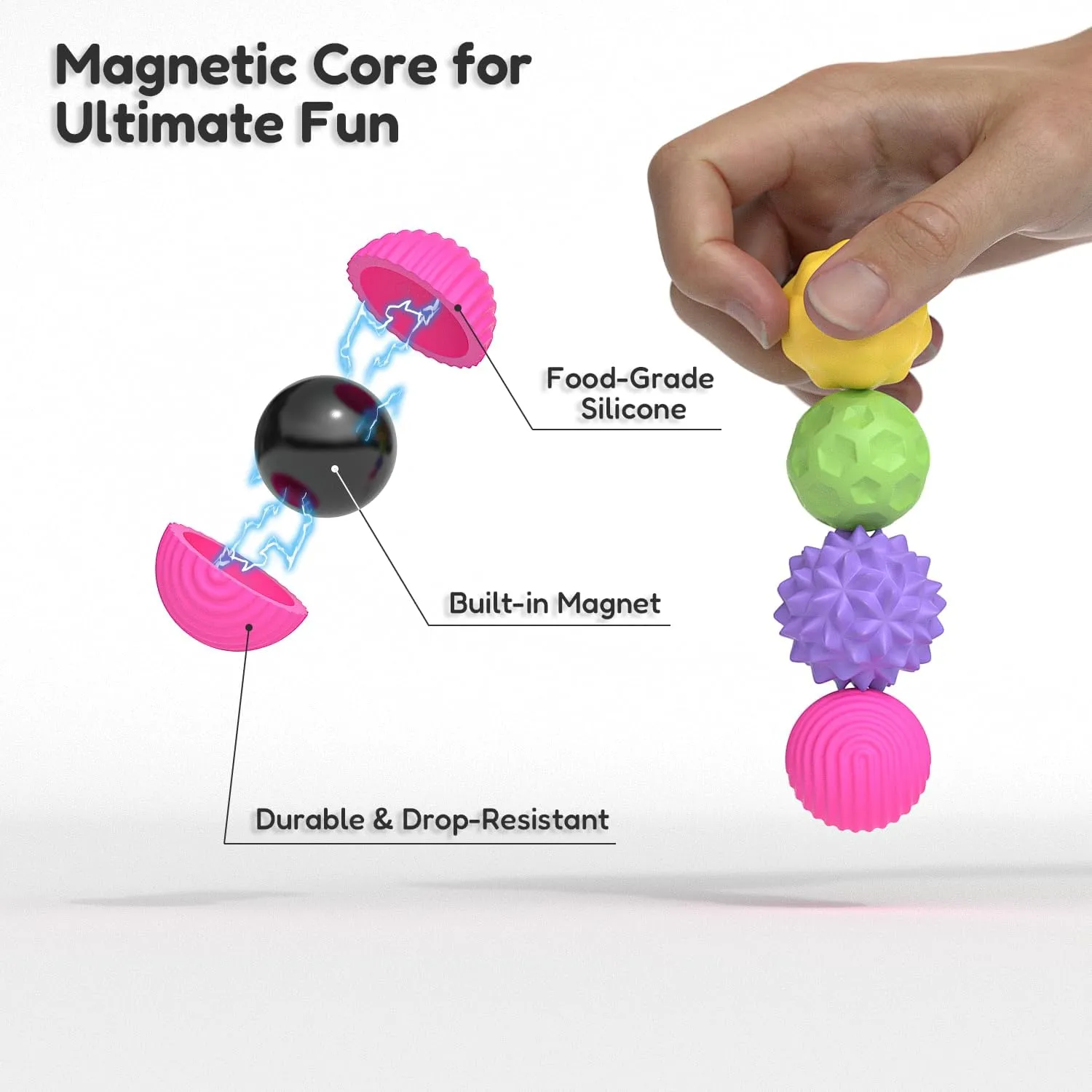 Toys for Adults$ Teens with Autism$ ADHD$ Anxiety$ Stocking Stuffers for Women Men Teen Gift (Candy$ Large) Large Magnetic enrich emergent inadequacy Bantu lover ardent Sensory Fidget Ball Toy$ 8Pcs Silicone Sensory Stress Relief 