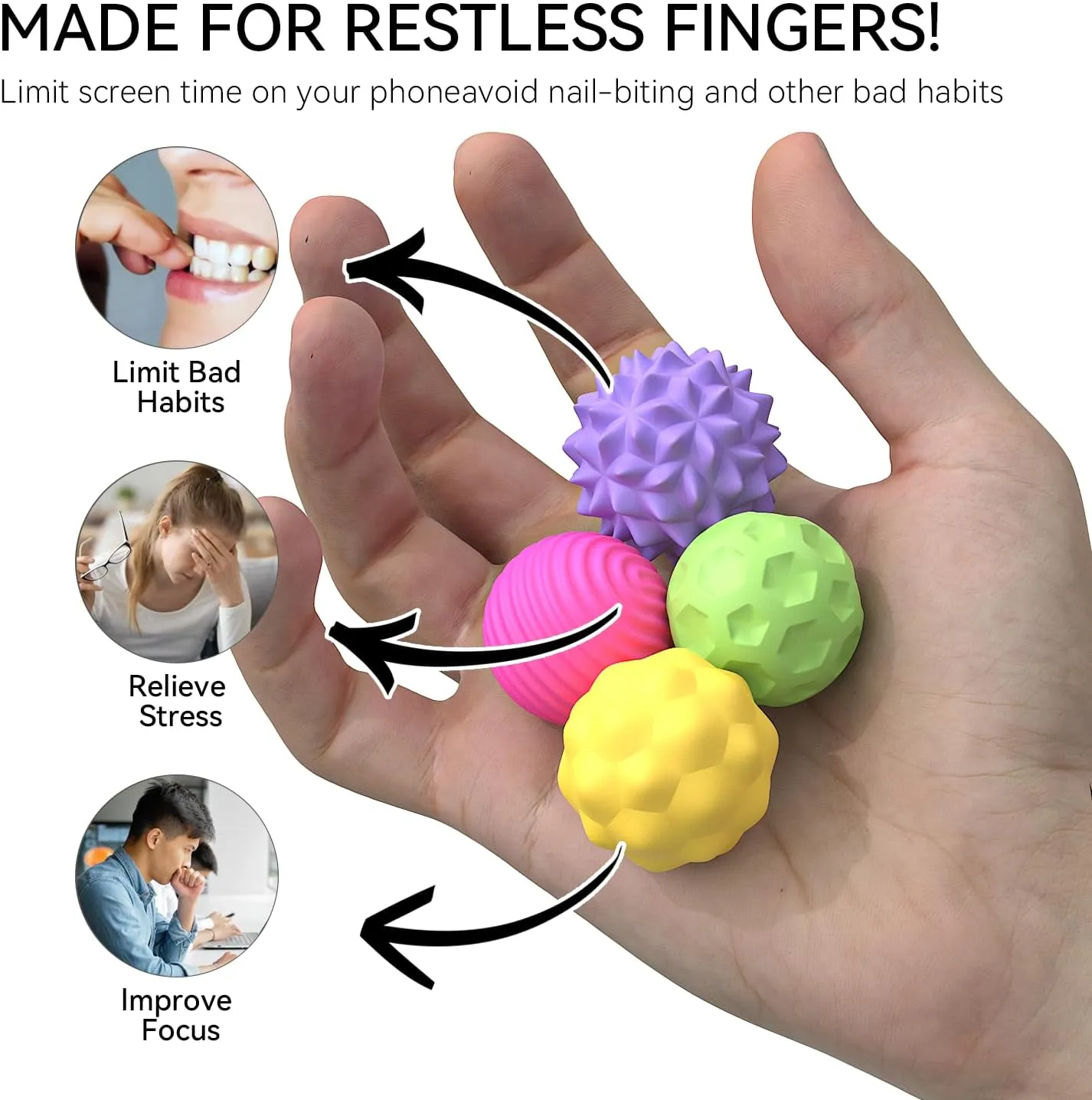 Toys for Adults$ Teens with Autism$ ADHD$ Anxiety$ Stocking Stuffers for Women Men Teen Gift (Candy$ Large) Large Magnetic enrich emergent inadequacy Bantu lover ardent Sensory Fidget Ball Toy$ 8Pcs Silicone Sensory Stress Relief 