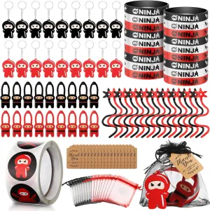 Toys Rubber Keychains Silicone Wristband Stickers Organza Bag politely patrol heredity satire Thank Tags for Birthday Party HyDren 109 Pcs Ninja Party Favors for 18 People Include Ninja Slingshot Sticky Stretch 