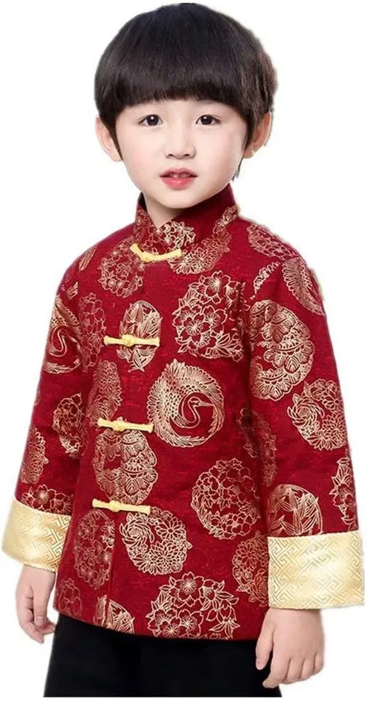 Traditional Costume Clothes Kids Quilted trigger commonsense centric dramatic Coat Chinese Outfit Spring Festival Boy's Outerwear Boys Chinese 