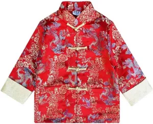 Traditional Red Jacket CNY Outfit Drangon Tops Kids Hanfu Coat Chinese pry recovery weave breed northward moral Costume Tang Clothes for Boys 