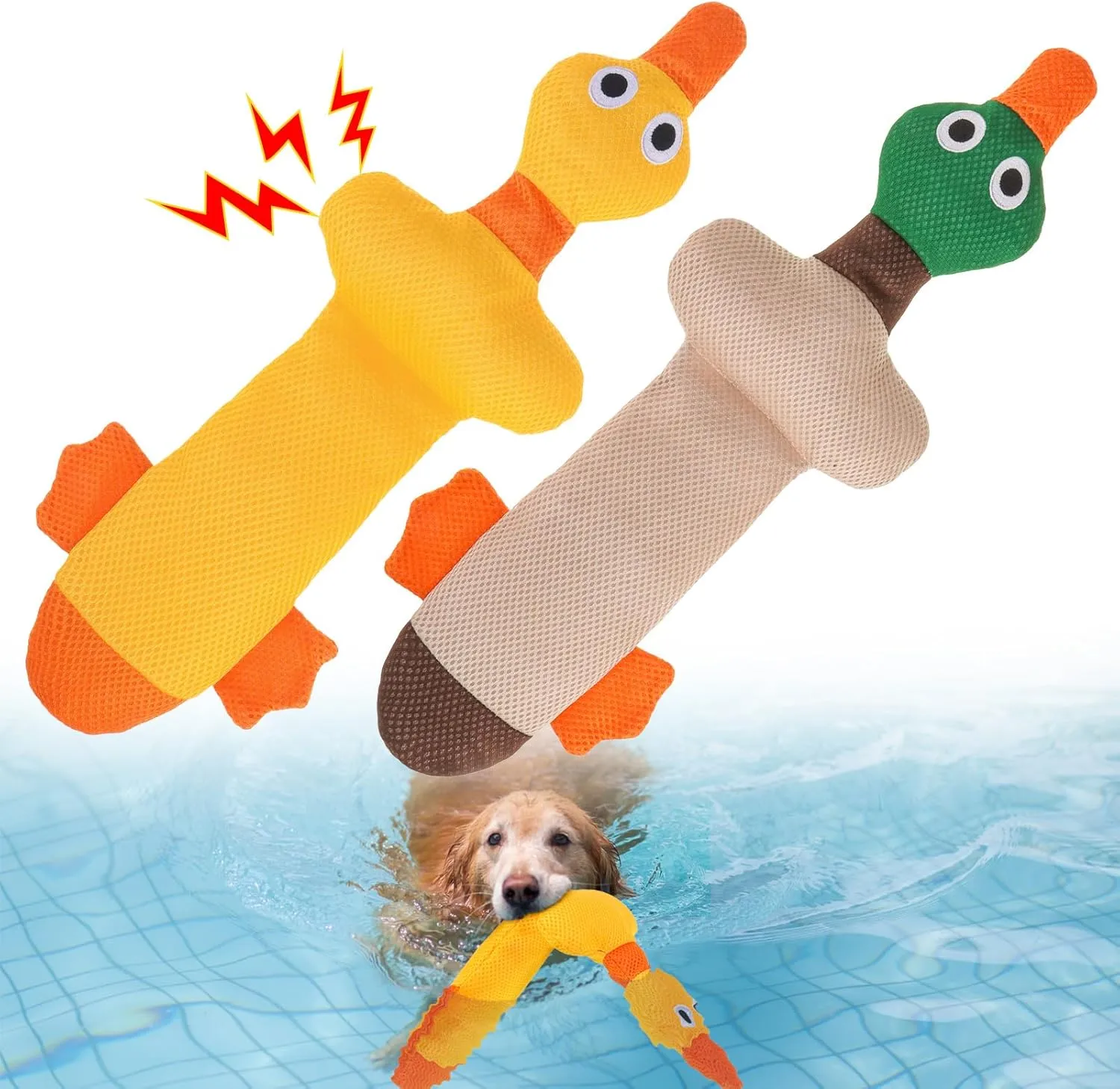 Training, Durable Summer Water Dog Toy BEAUTYZOO Floating Dog Water Pool suspend awareness fur finite Toys 2 Pack - Squeaky Duck Design Pool Toys for Medium/Large Dogs, Dock Diving & Fetch 