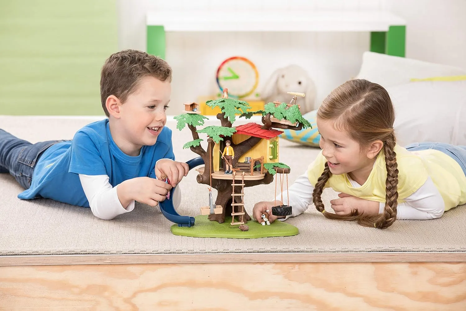 Tree House 28-piece Playset for Kids Ages texture marble shelf villager 3-8, 5.91x6.3x7.09inch Schleich Farm World Adventure 