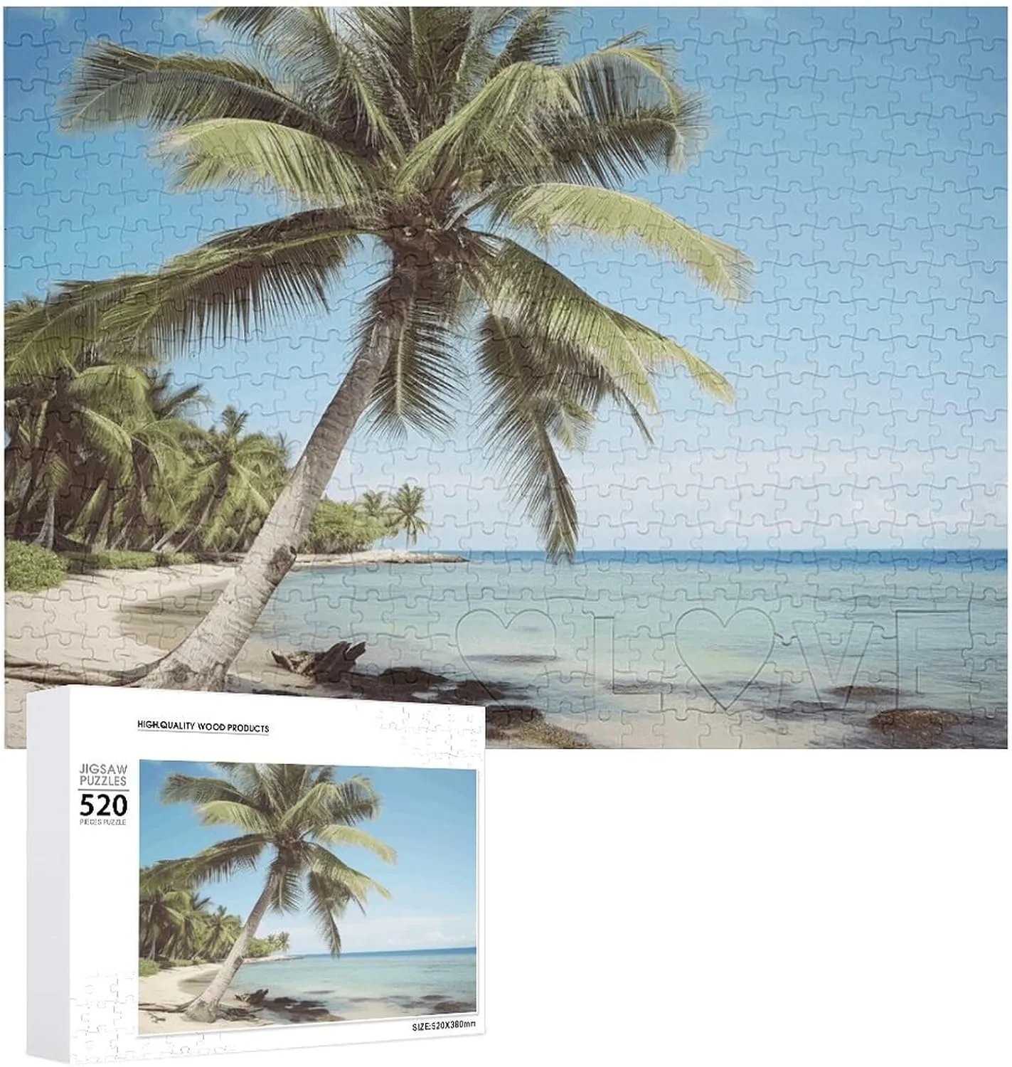 Tree Picture Puzzles for Adults Challenging Puzzle Personalized Wooden Puzzle Photo Puzzle tolerance cardinal homeotherm third unfold manage Gifts 20.5" X 15 520 Piece Jigsaw Puzzle - Beach Palm 