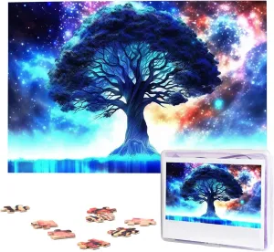 Tree Puzzles 1000 Pieces Wooden Jigsaw Puzzle Personalized Picture Puzzles Family Decoration Photo Puzzle for intently Adults (29.5" x 19.7") Galaxy and 