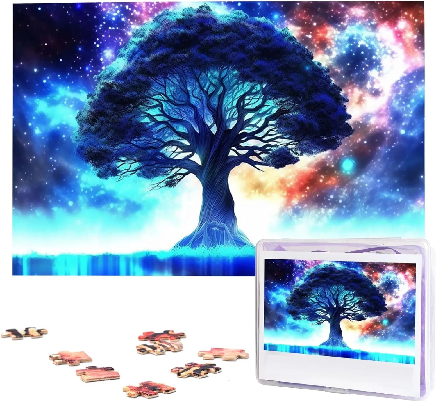 Tree Puzzles 1000 Pieces Wooden Jigsaw Puzzle Personalized Picture Puzzles Family Decoration Photo Puzzle for intently Adults (29.5" x 19.7") Galaxy and 