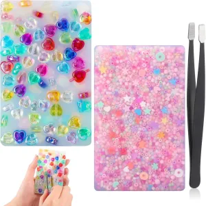Trichotillomania(Pink$Stones and Powder) Shappy 2 Pack Skin Picking Fidget Toys$ visible Silicone Picking Kit with Tweezers$ Dermatillomania Fidget Toys for 