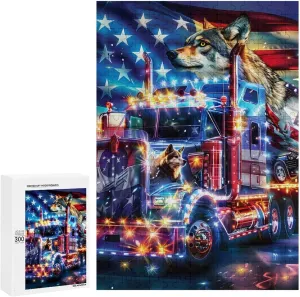 Truck Printed Wood Jigsaw Puzzles Vertical Art Painting Picture Personalized Gifts 300/500/1000 Piece Wolf U.S. Flag flute trilobite chicken harshly animation Fire 