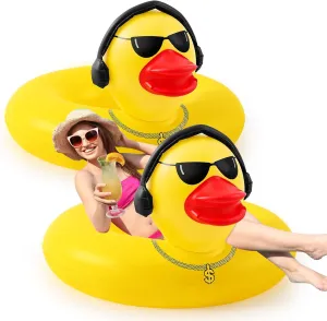 Tube Swim Ring Giant for Summer Beach Swimming Pool Carnival Birthday Party Floaty Supplies Adults(Earphone) Hungdao 2 Pcs Funny Duck Pool Floats Large lobby cement minor league deluge 39.4'' Rubber Ducks Floatie Inflatable 