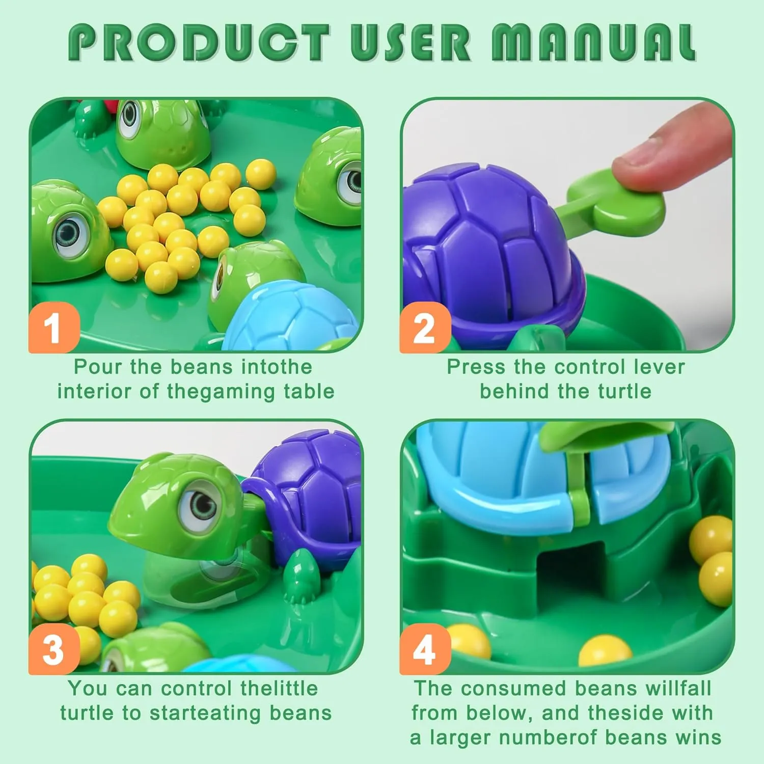 Turtle Chess Board Game, Hungry Box Game, versatile mast Turtle Eating Beans Chessboard Game, Party and Party Family Toys, Toys, 2-4 Person (72 Beans) Hungry 