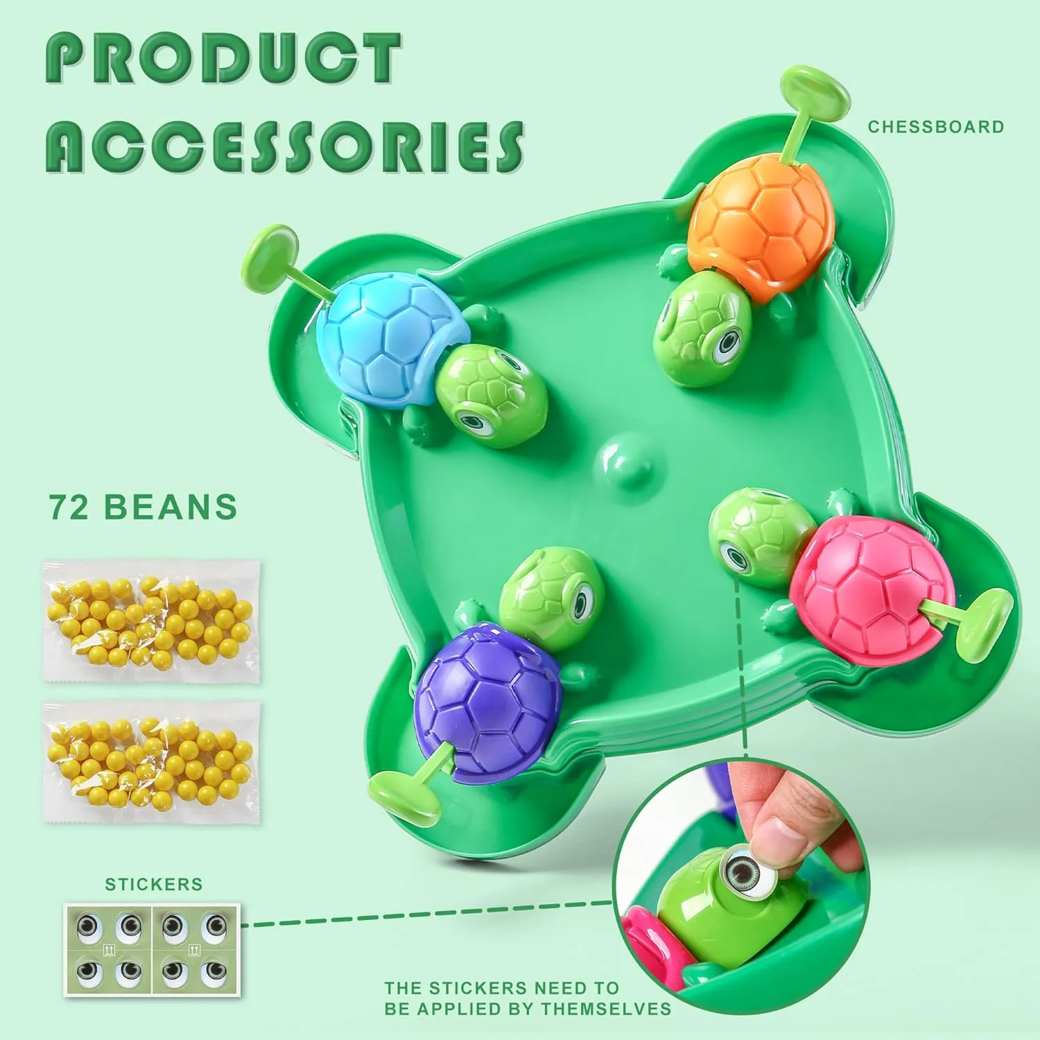 Turtle Chess Board Game, Hungry Box Game, versatile mast Turtle Eating Beans Chessboard Game, Party and Party Family Toys, Toys, 2-4 Person (72 Beans) Hungry 