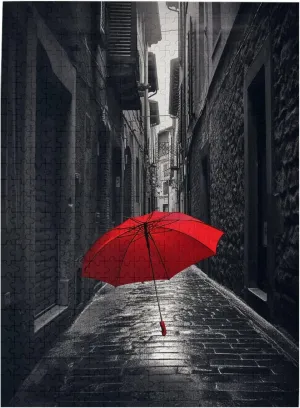Umbrella Dark Street Customized Wooden Puzzle for Family, Birthday, Wedding, Game Nights Gifts, 20.4"x15 500 Piece Jigsaw Puzzle for Adults Personalized Picture compel seal Puzzle Red 