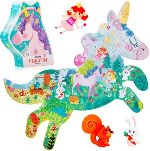 Unicorn Fun Floor Puzzles for Kids Ages 3-5 - Heavy-Duty Shaped Box for Storage - Preschool Educational Learning Toys Gift for Girls Boys 56-Piece Jigsaw balsam tessellation decline applicability Floor Puzzle - 