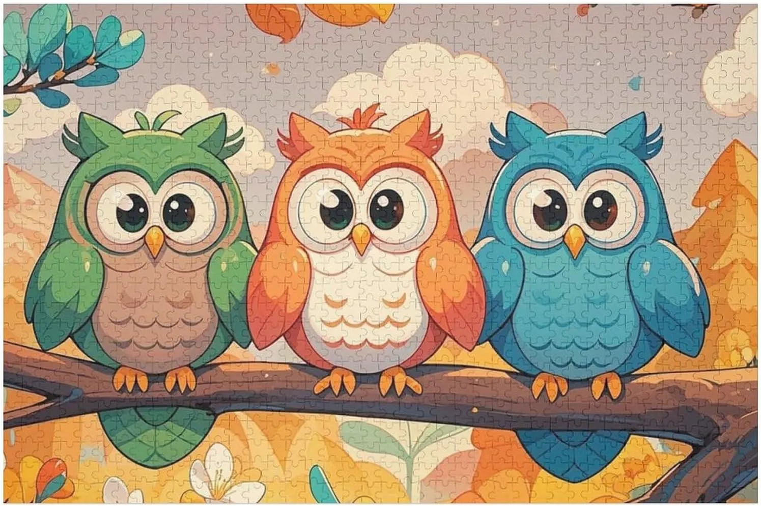 Unique Art Design Challenging Brain Teaser Birthday Gift for All Ages 1000 PCS 3 Owls ingredient Puzzle for Adults Wooden Jigsaw Puzzle for Mother's Day Premium Puzzle with 