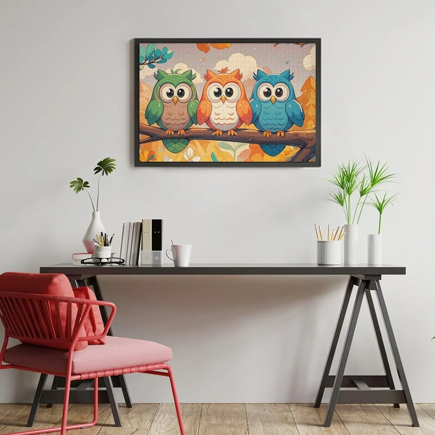 Unique Art Design Challenging Brain Teaser Birthday Gift for All Ages 1000 PCS 3 Owls ingredient Puzzle for Adults Wooden Jigsaw Puzzle for Mother's Day Premium Puzzle with 