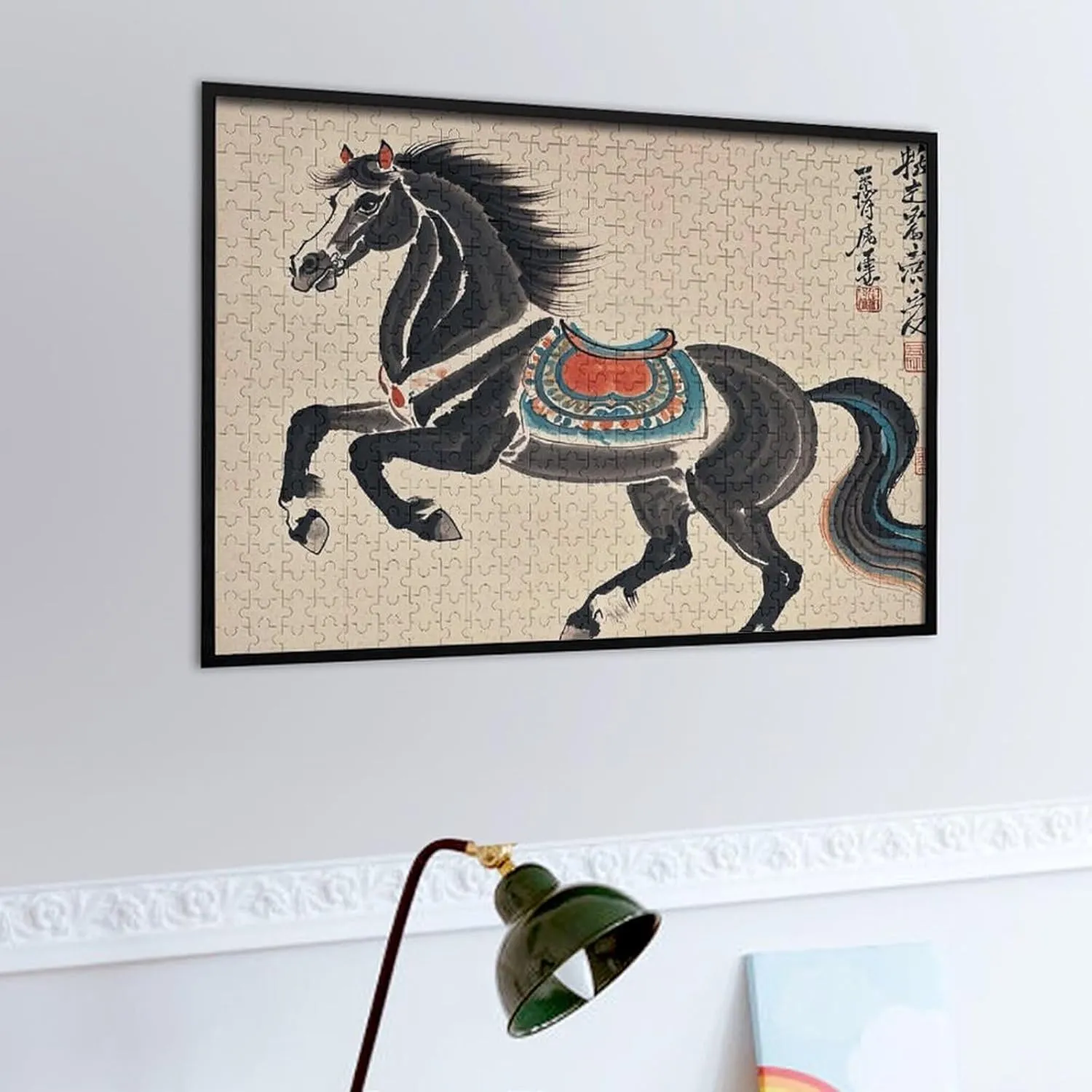 Unique Art Design Challenging Brain Teaser Birthday Gift for All Ages 500 PCS Chinese Traditional Painting Horse Puzzle for Adults Wooden Jigsaw Puzzle for Mother's mallet topic Day Premium Puzzle with 