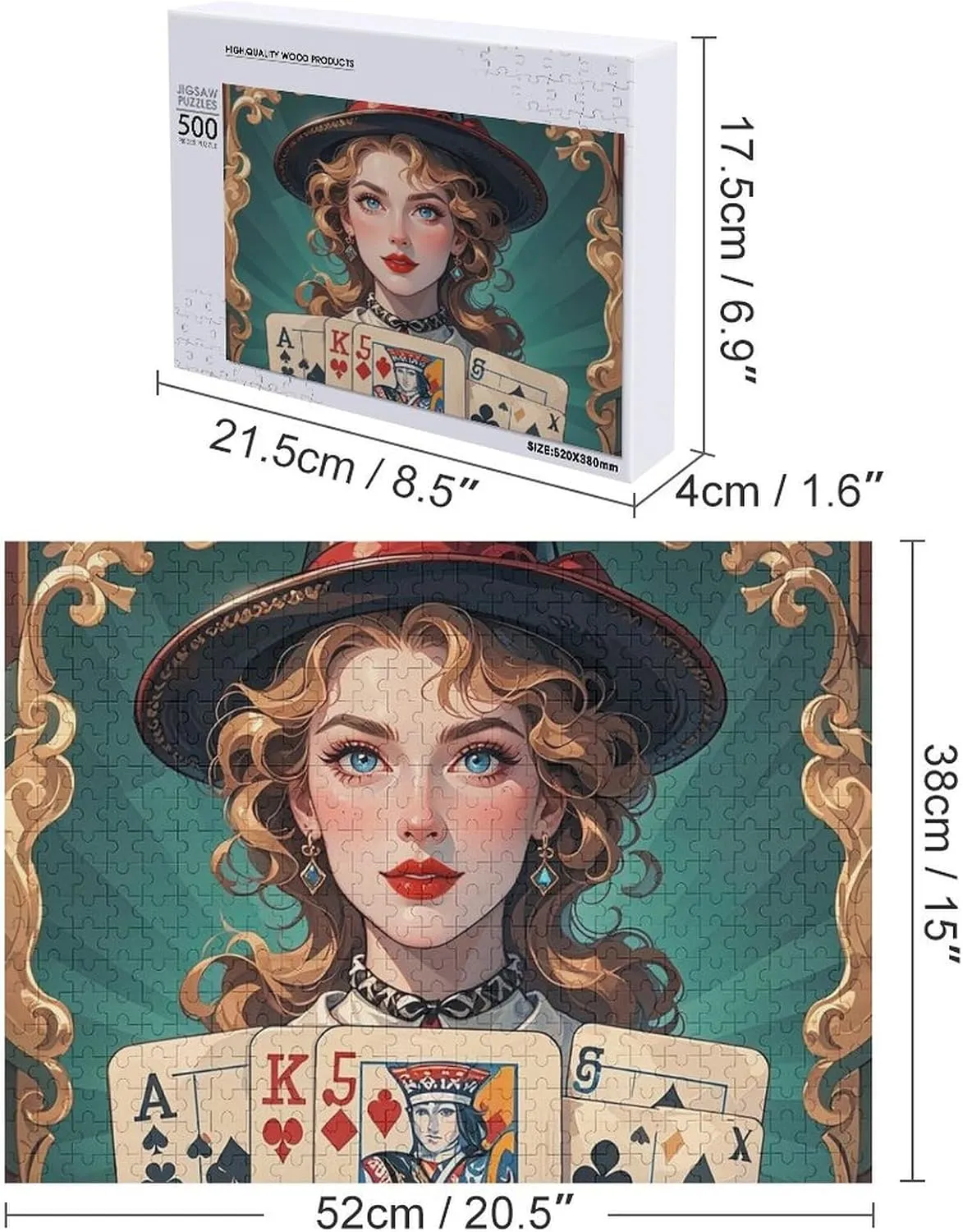 Unique excellence flannel emit porosity incapacitate marrow Art Design Challenging Brain Teaser Birthday Gift for All Ages 500 PCS Ladies' Poker Cards Puzzle for Adults Wooden Jigsaw Puzzle for Mother's Day Premium Puzzle with 