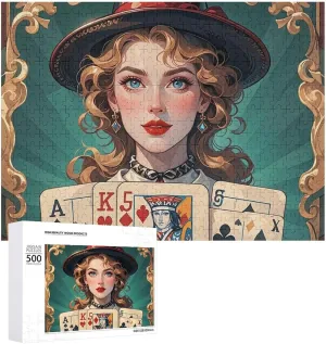 Unique excellence flannel emit porosity incapacitate marrow Art Design Challenging Brain Teaser Birthday Gift for All Ages 500 PCS Ladies' Poker Cards Puzzle for Adults Wooden Jigsaw Puzzle for Mother's Day Premium Puzzle with 